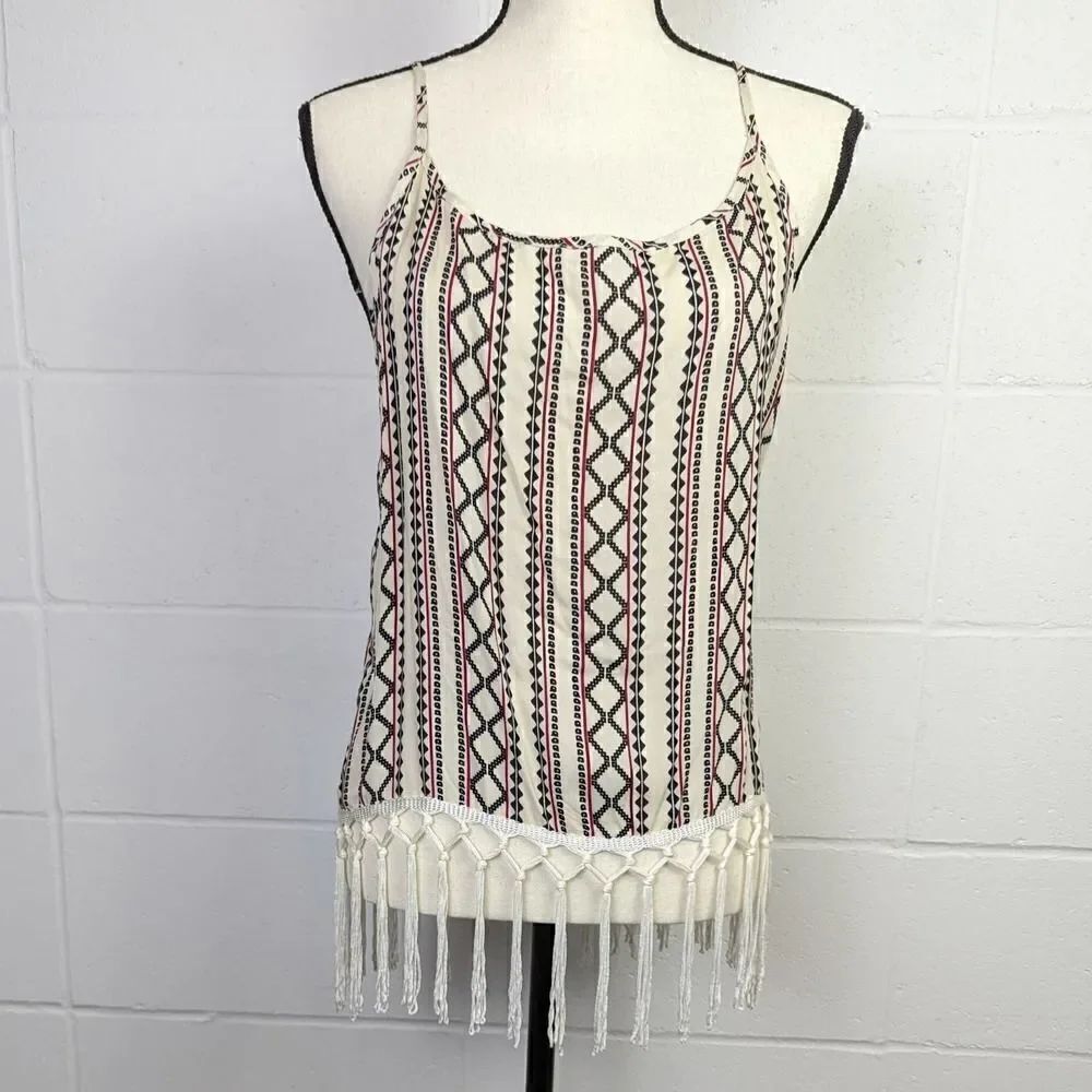 Wayan Natural Wear Aztec Style Tank Top Size L/XL Fringe Hem